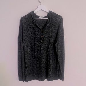 Green Envelope Charcoal Hooded Half Button Sweater